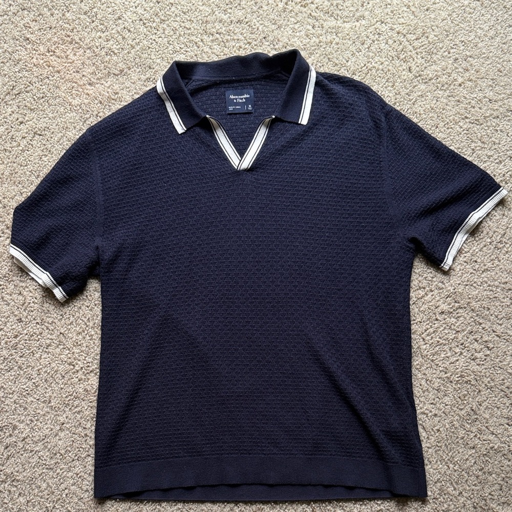 Abercrombie & Fitch Navy Polo with White Trim